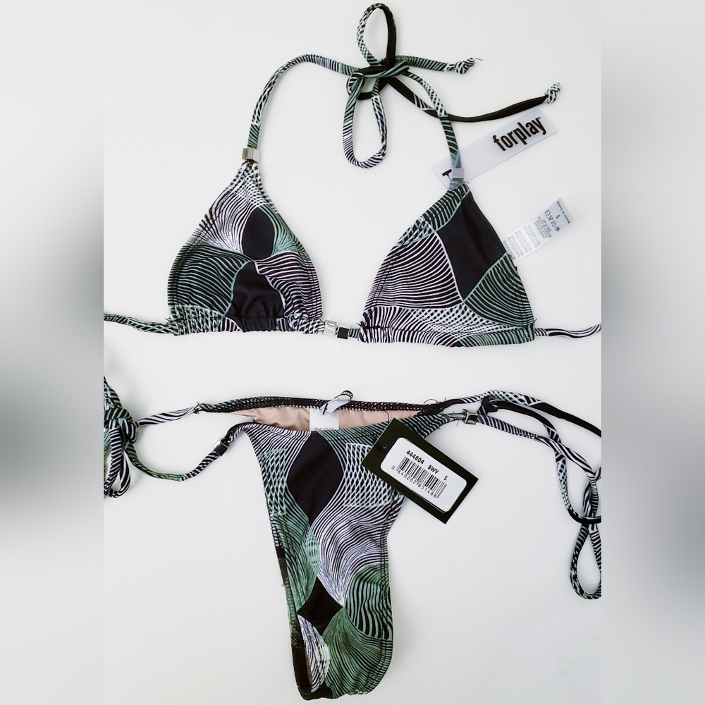ForPlay Punta Mita Bikini Set Black Wave NWT Size Small